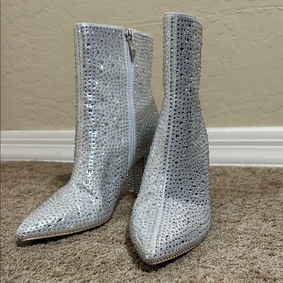 Rollda Rhinestone Silver Ankle Booties - Picture 13 of 16